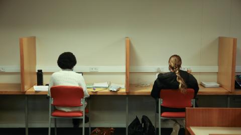 Students in the library